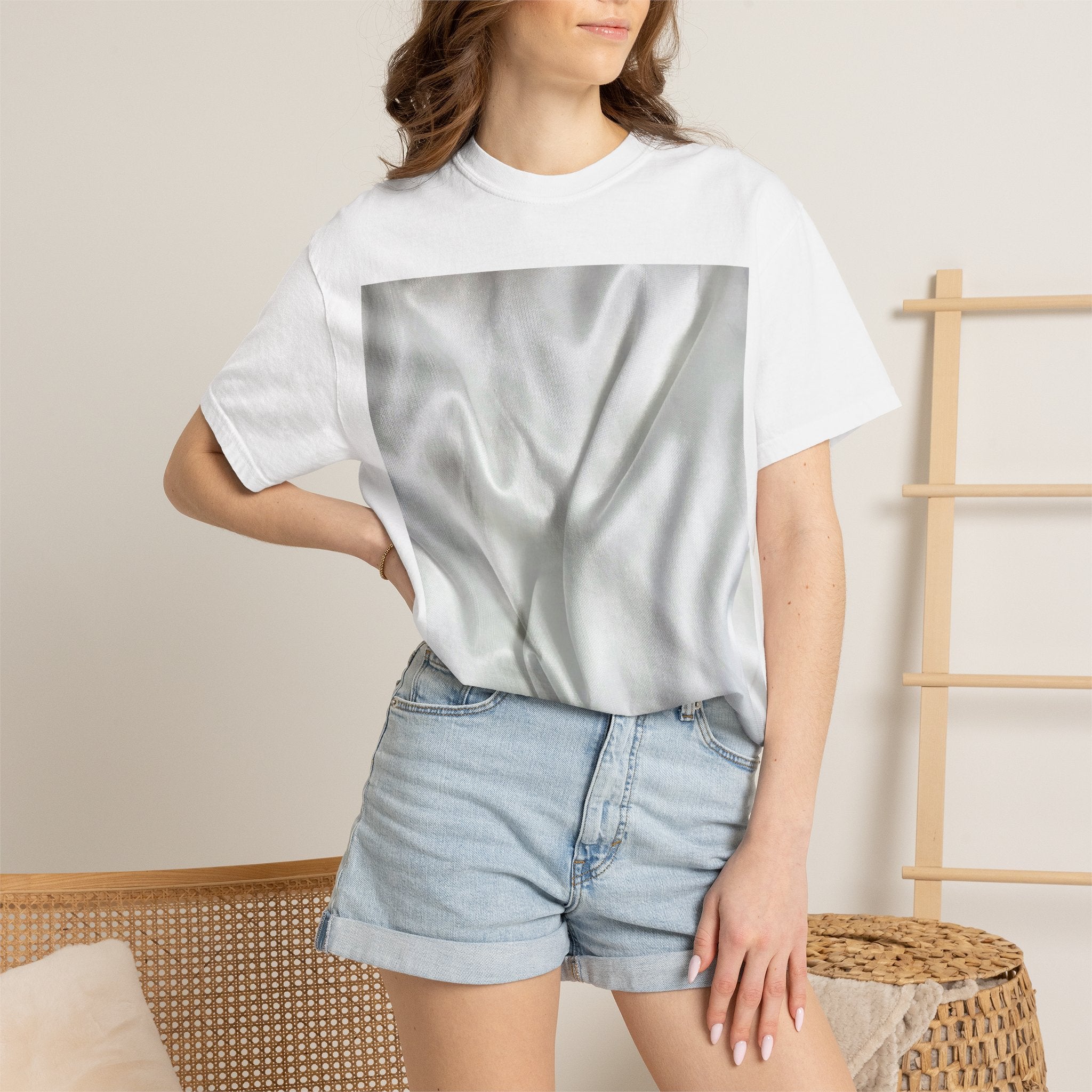 Shimmering Draped Fabric Graphic Tee