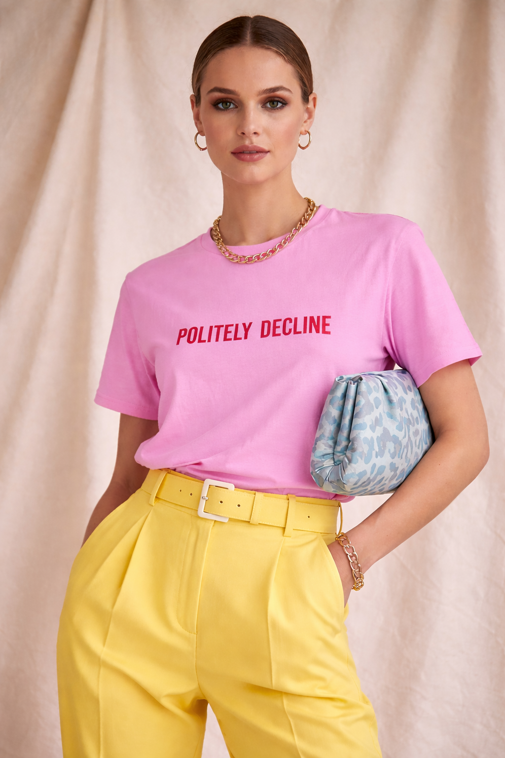 Politely Decline Embroidered Cotton Tee