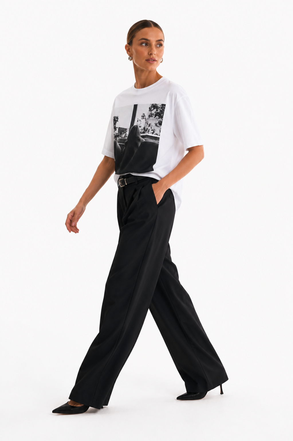 Black & White Window Silhouette Printed Cotton Tee