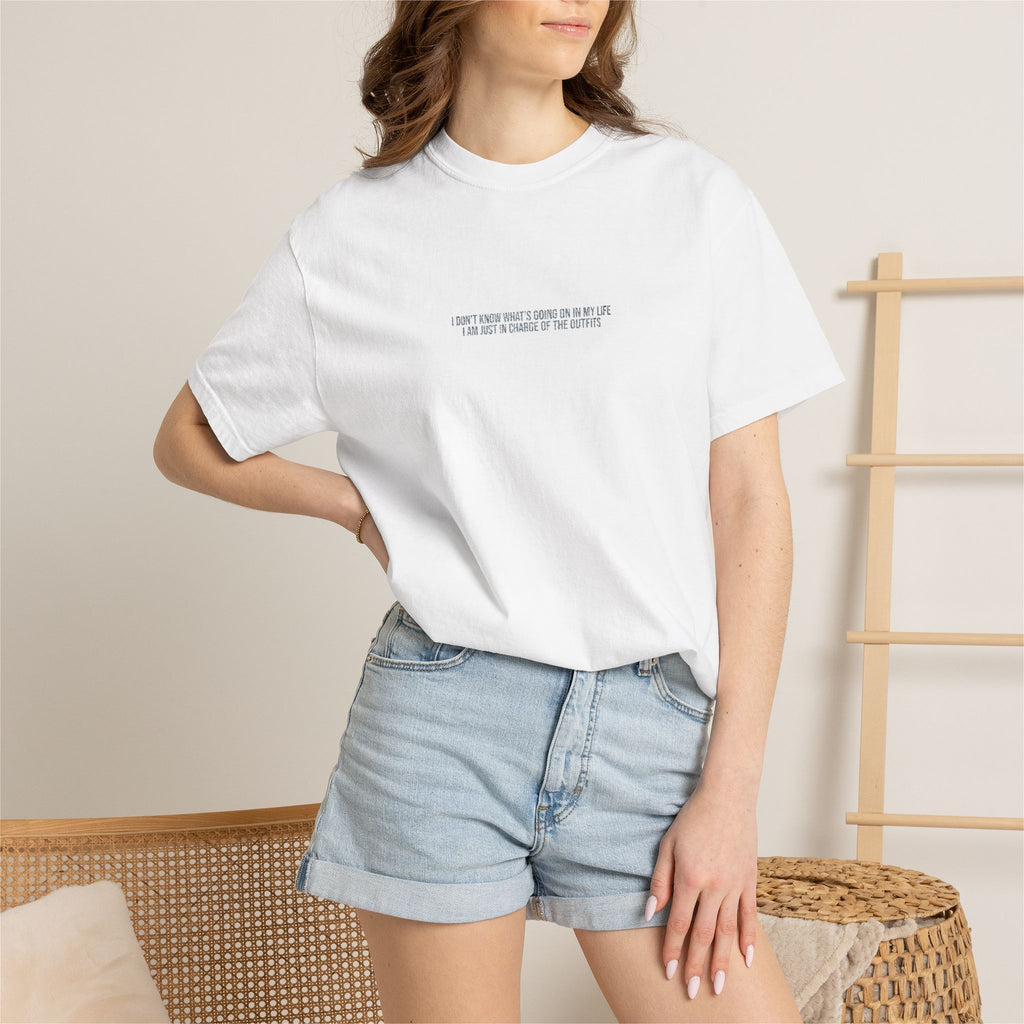 I'm just  in charge of the outfits - Embroidered Cotton Tee
