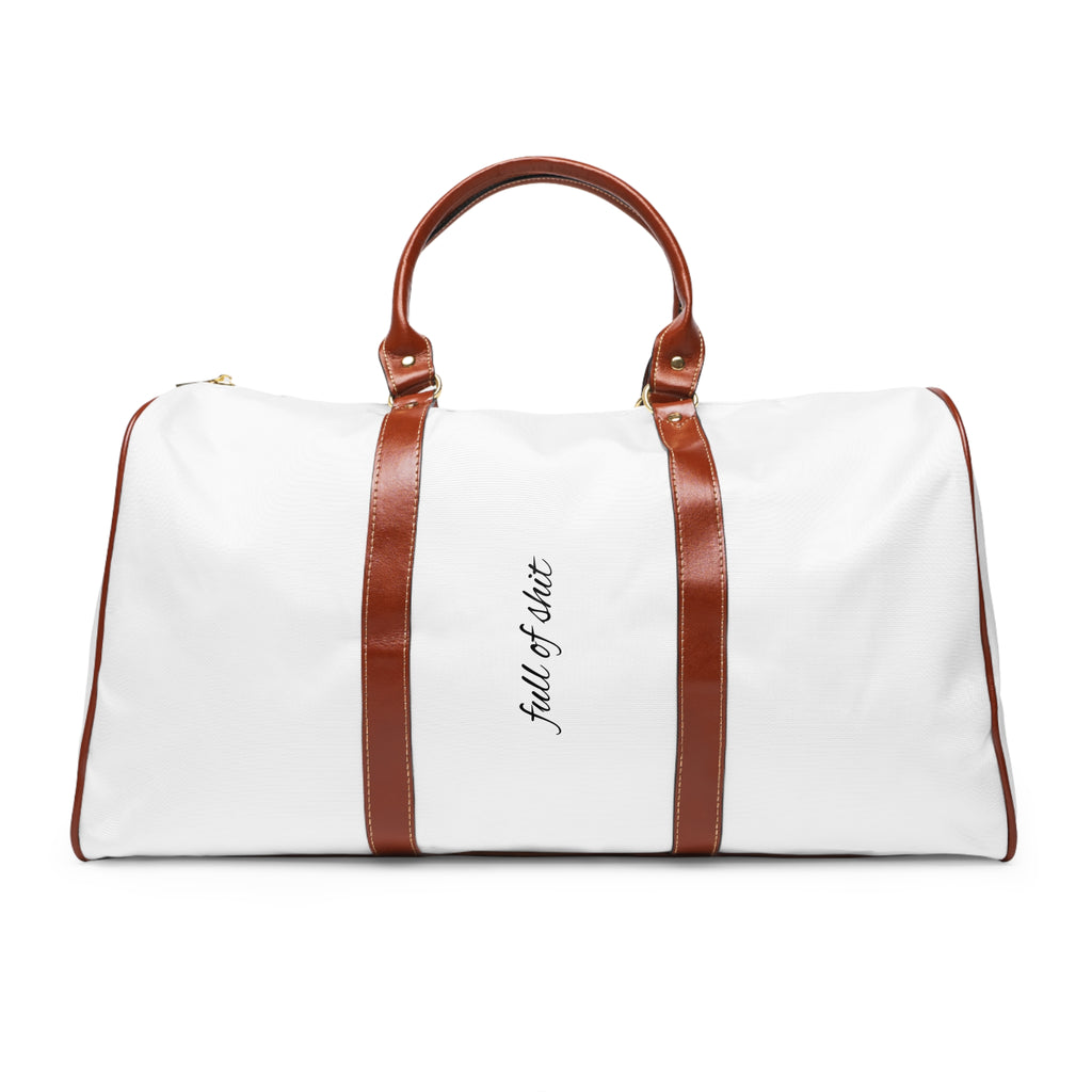 Full Of Shit Waterproof Weekender Bag – White & Brown Travel Duffel